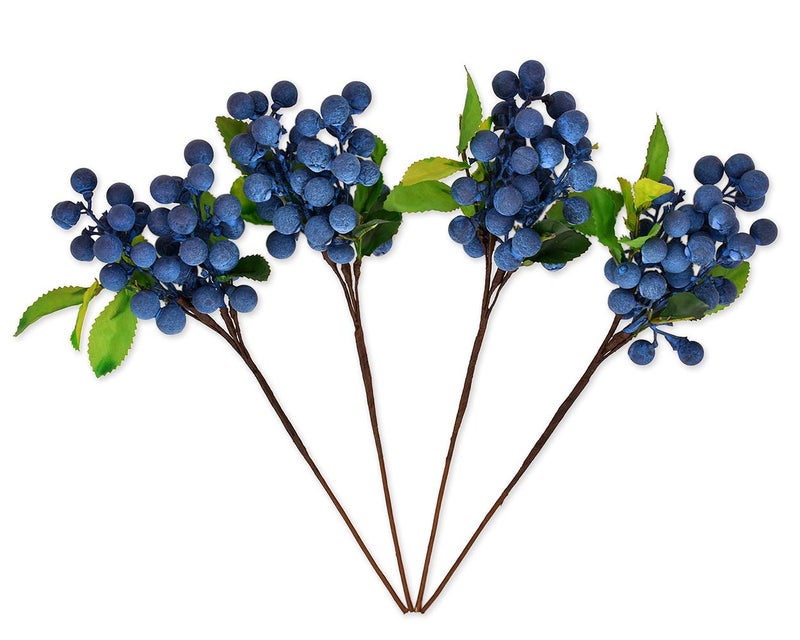DS.DISTINCTIVE STYLE DS. DISTINCTIVE STYLE Artificial Blueberries 4 Pieces Lifelike Faux Fruit Berries Fake Flowers for Decoration (Blue) - Image 1